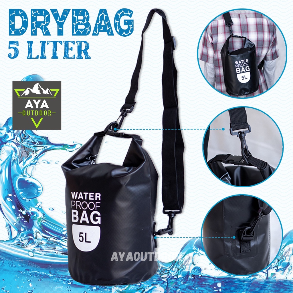 DRY BAG 5L 10L RANSEL SELEMPANG STRAP WATERPROOF BAG TAS ANTI AIR RENANG OUTDOOR PANTAI HIKING OLAHR