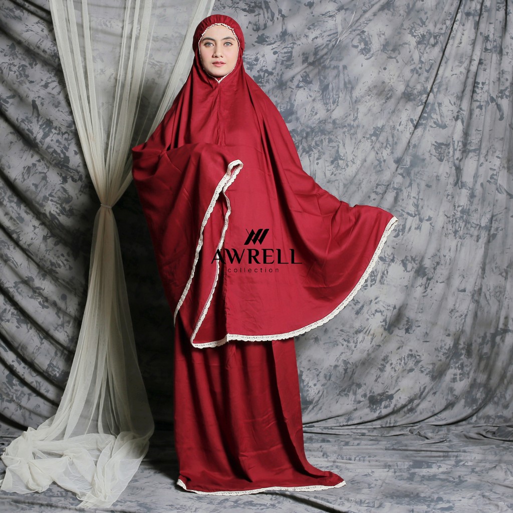 Awrellcollection - Mukena Dewasa Polos Travel Katun Rayon Awrellseries