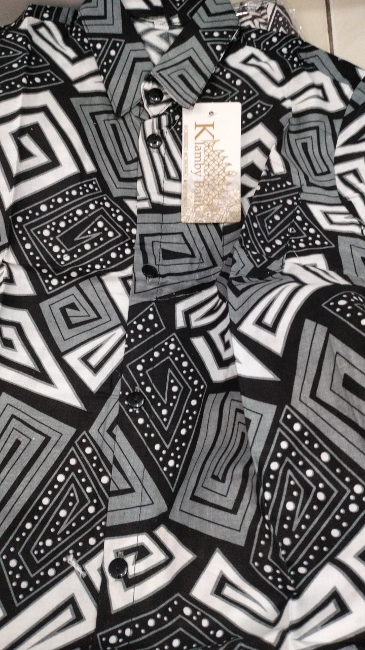 Couple Batik Ayah Anak Motif Mozaik Abu Size Anak Terlengkap