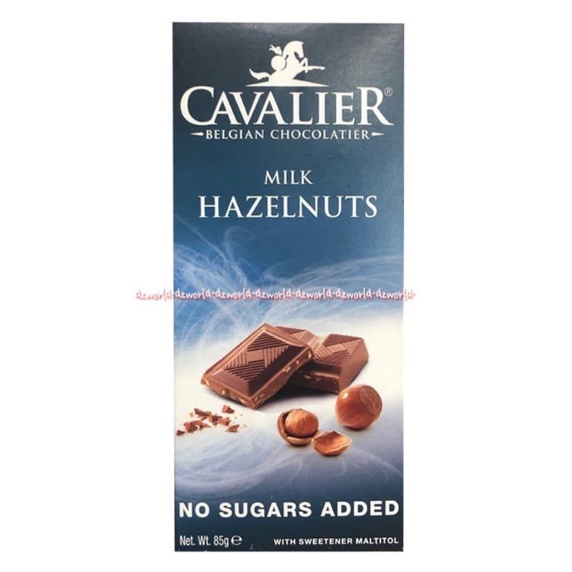 Cavalier Dark Milk Hazelnut 85gr No Sugar Added Coklat Tanpa Gula Cokelat Bar Aman Untuk Diabetes