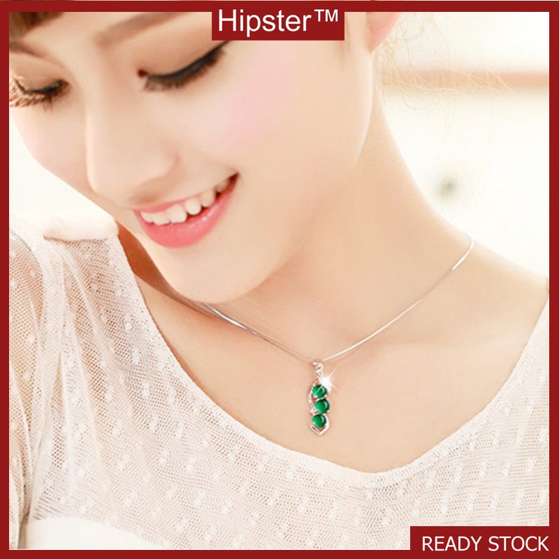 Traditional Ethnic Style Characteristic Natural Green Agate Pendant Diamond-Studded Necklace