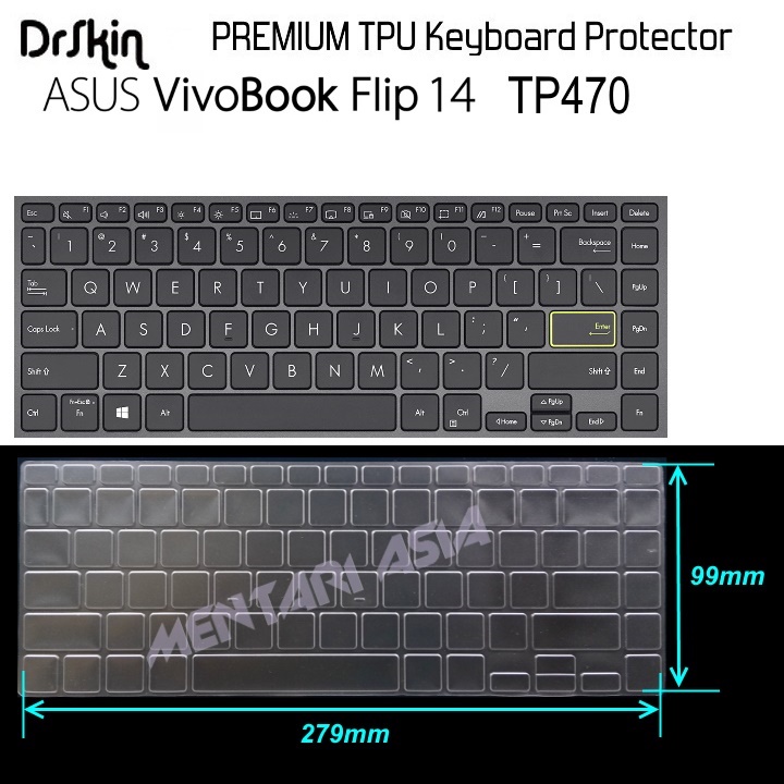 Keyboard Protector ASUS VivoBook Flip 14 TP470 - DrSkin Premium TPU CLEAR