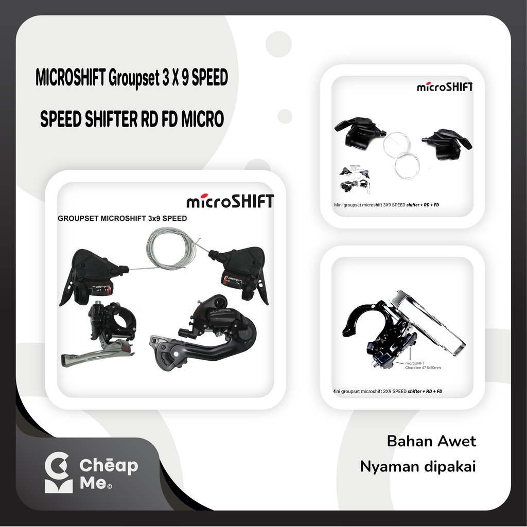 MICROSHIFT Groupset 3 X 9 SPEED shifter RD FD Sepeda MTB LIPAT SELI / MINI GROUPSET MICROSHIFT 3 X 9