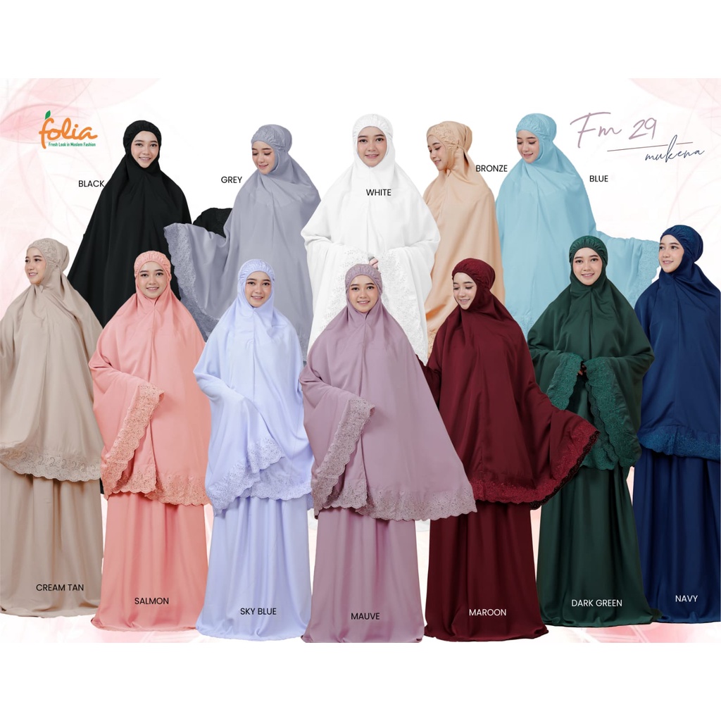 [ SALE ] MUKENA FOLIA FM 29 POLOS BANYAK PILIHAN WARNA BAHAN POLINO KATUN PREMIUM / ALAT SOLAT ADEM 