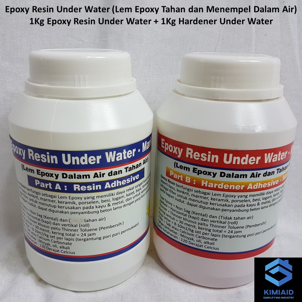 Epoxy Resin Under Water - 2Kg - Lem Epoxy Tahan Air - Lem Beton - Lem Material - Kaca Besi Karet