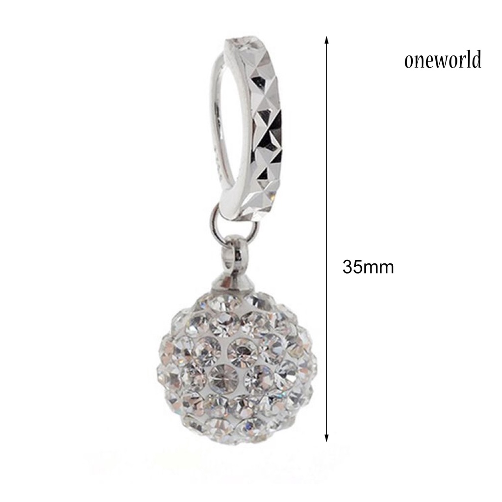 OW@ Earrings Rhinestones Inlaid Exquisite Metal Round Ball Dangle Huggie Earrings for Party