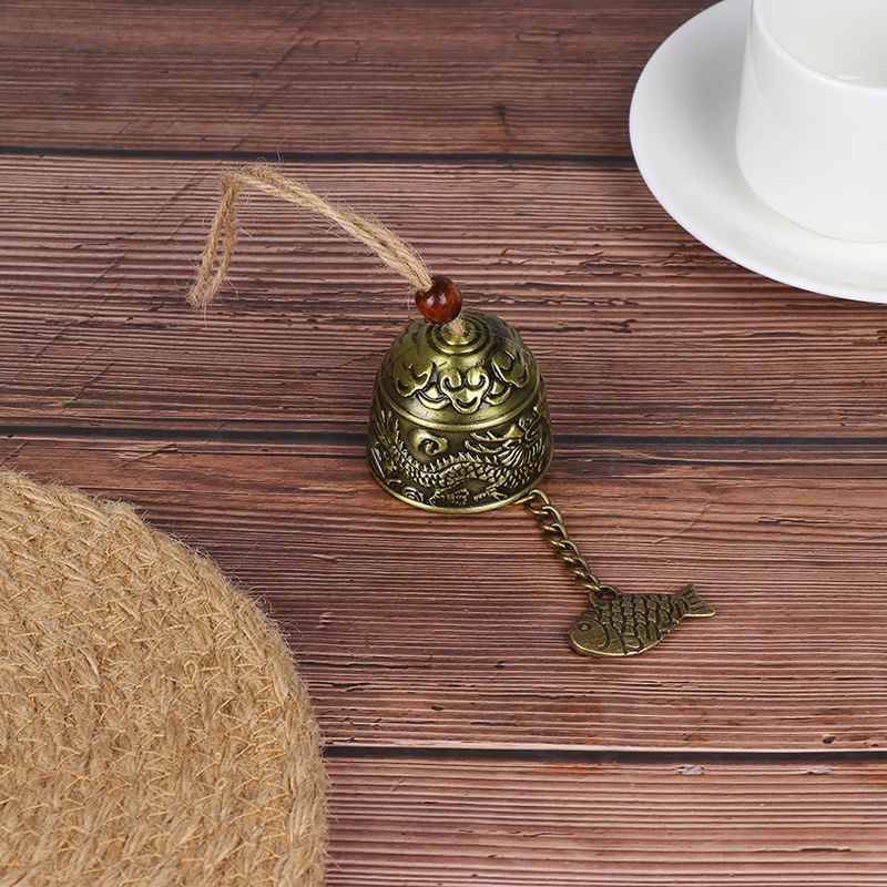 &lt; E2id &amp; &gt; Lonceng Angin Motif Naga Phoenix Fengshui Bahan Metal Gaya Vintage Untuk Dekorasi Rumah