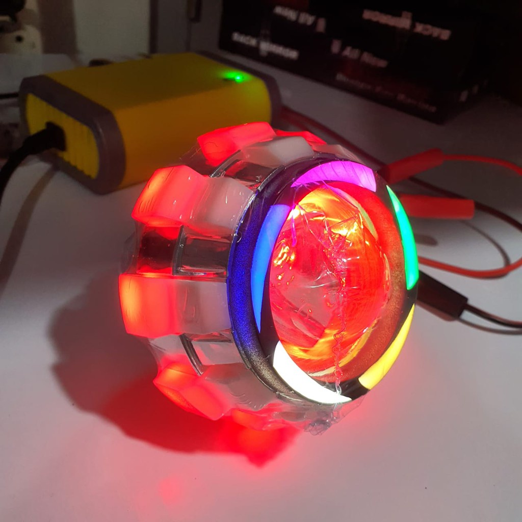 Lampu Projie Proji Depan 3.5 Inch Model Ubur Ubur Rainbow Warna Pelangi Semua Motor Universal