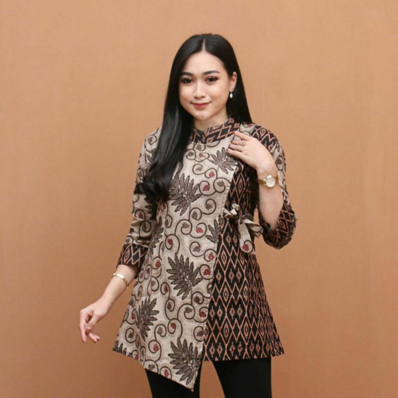 tey-17 Batik Wanita ASJ SA HRB026 Kenogo Kemeja Tosca Pendek-Model 13