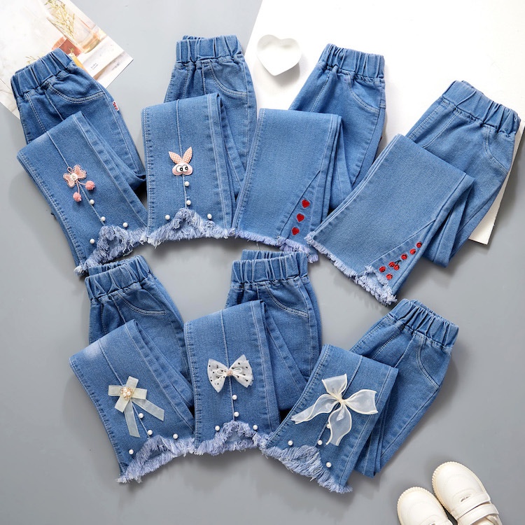 NEW Celana panjang jeans anak perempuan motif pita