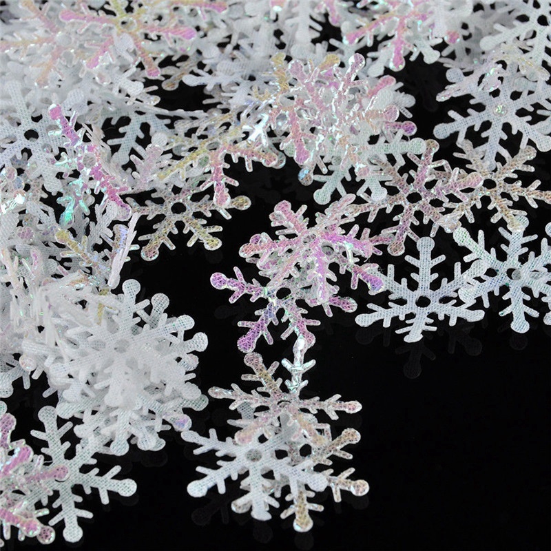 300pcs Ornamen Desain Snowflake Berkilau Untuk Dekorasi Pohon Natal