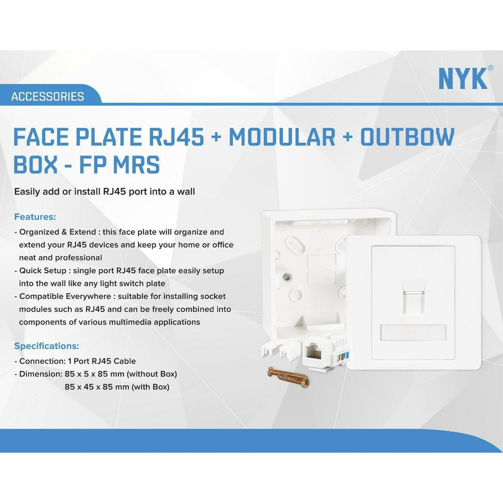 Wall Face Plate Socket Lan Modular Rj45 1 Port