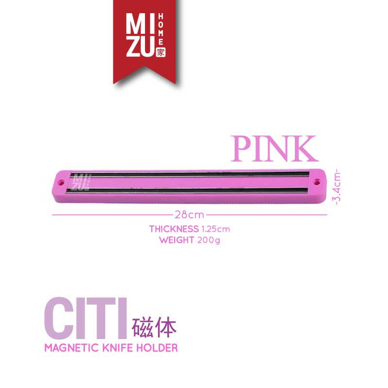 MIZU CITI Magnetic Knife Holder Organizer Gantungan Pemegang Tempat Pisau Magnet Dinding Dapur-PINK merah muda
