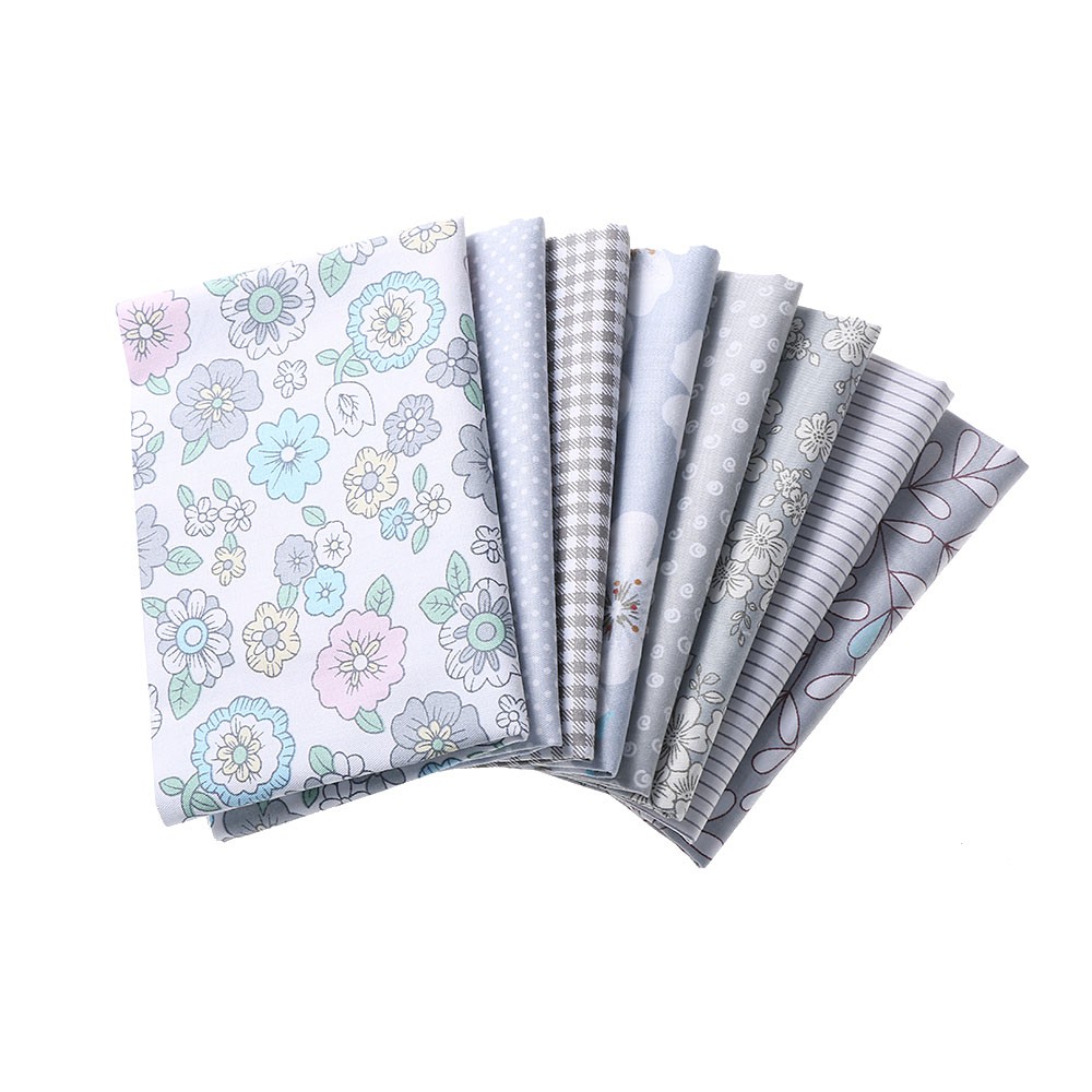 Kain Impor 100% Katun 40x50cm Motif Gradasi Abu Muda (8pcs)