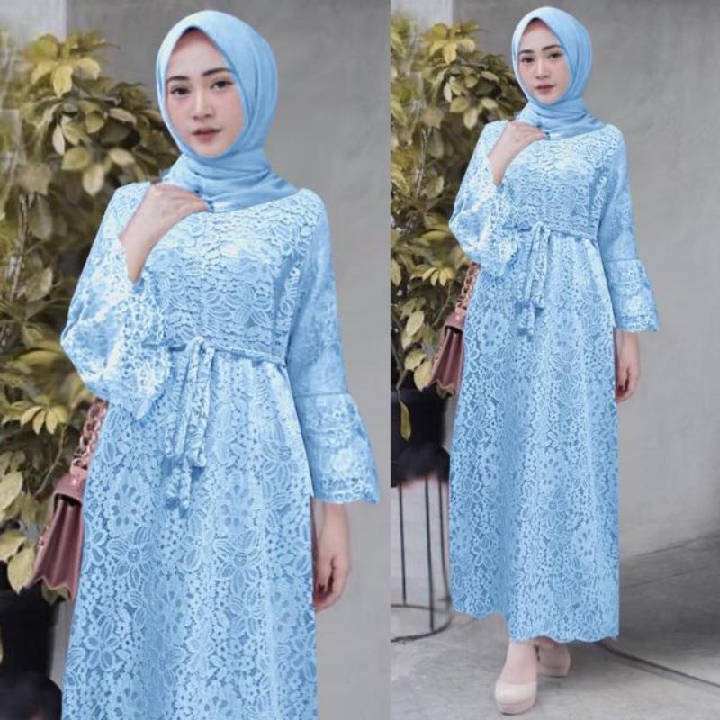 MAXI YASINA/GAMIS FULL BRUKAT/MAXI DRESS BRUKAT/GAMIS PESTA-1