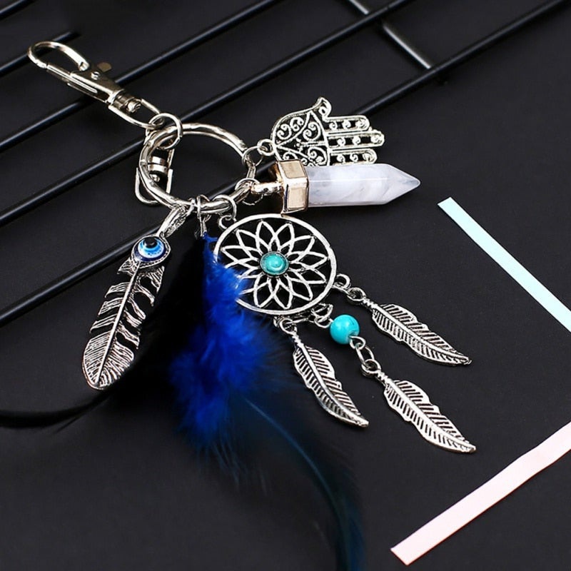Gantungan Kunci Dream Catcher Gaya Bohemia Dengan Rumbai Bulu