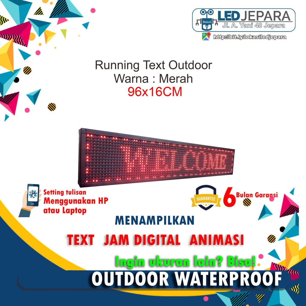 RUNNING TEXT RUNNING TEKS OUTDOOR WARNA MERAH