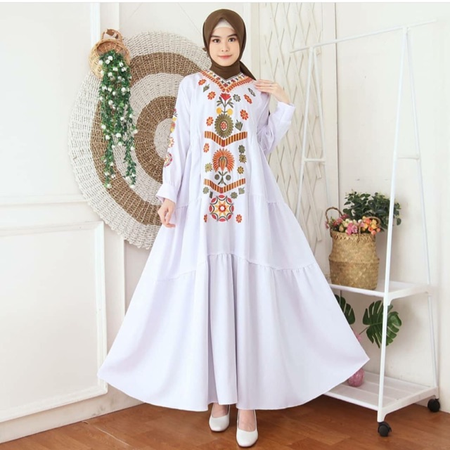  Baju  gamis  ramadhani dress bordir  Shopee Indonesia