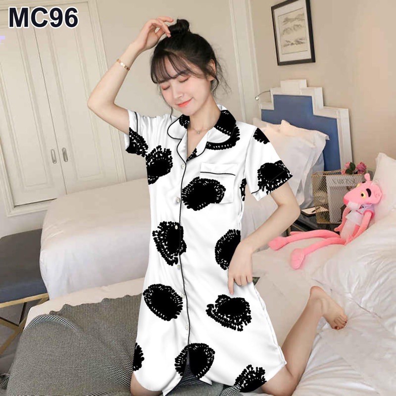Bestfashions BAJU TIDUR PIYAMA PAJAMAS Pp DEWASA WAMITA motif HK Shopping 2w - bahan KATUN JEPANG-dst poladkot putih
