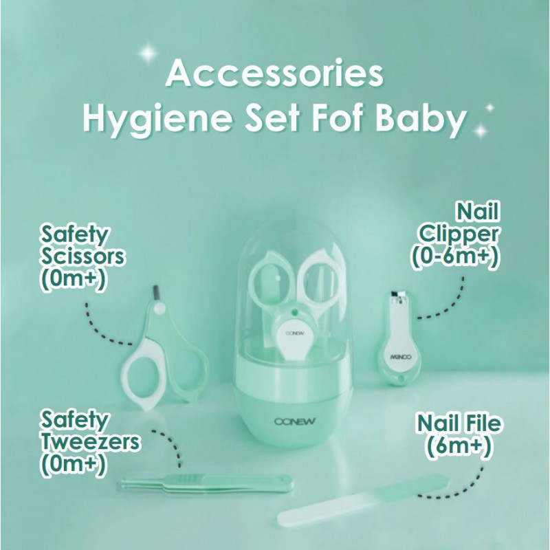 Oonew 4 in 1 Hygiene Set for Baby Grooming Kit (Gunting Kuku, Pembersih Telinga dan Hidung Bayi)