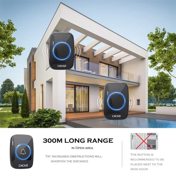 Bel Pintu Wireless Remote Doorbell LED 38 Lagu 2 PCS Receiver