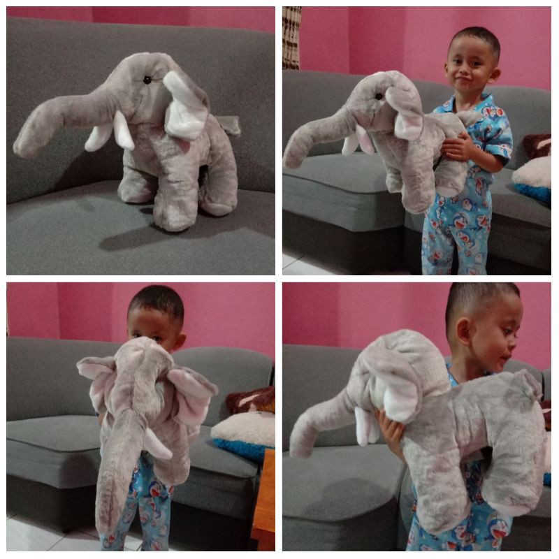 BONEKA GAJAH ELEPHAN DOLL BANTAL GULING BESAR KARAKTER BINATANG MAINAN ANAK