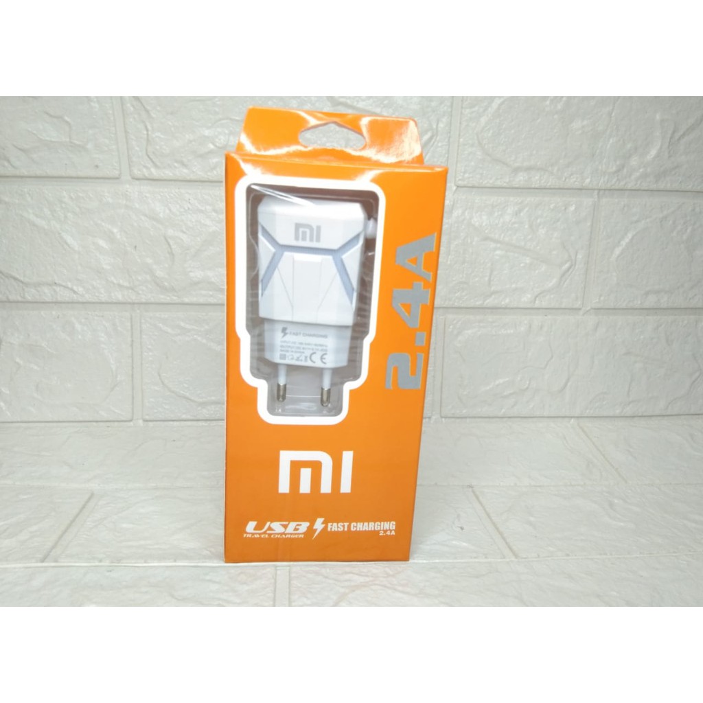 [ DUAL PORT ] CHARGER TRAVER CHARGER XIAOMI MI 2.4A 2 USB/2 PORT FAST CHARGING