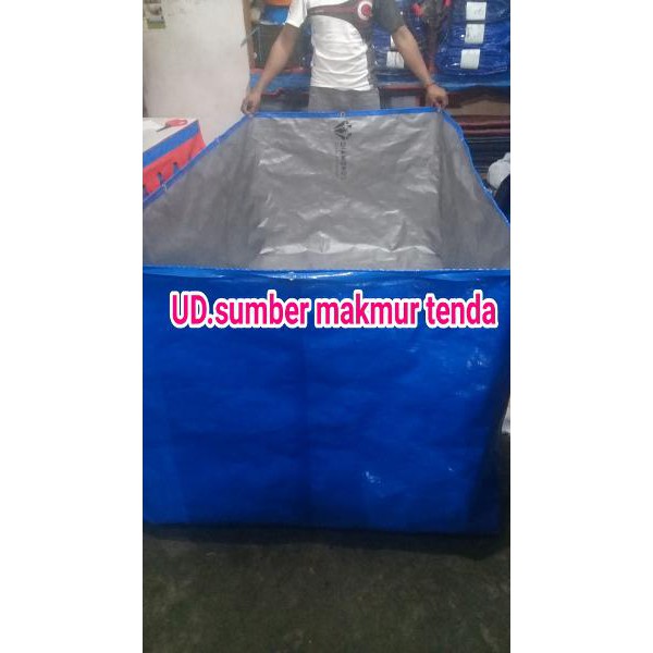 terpal kolam ikan bentuk kotak 3 x 4 x 1