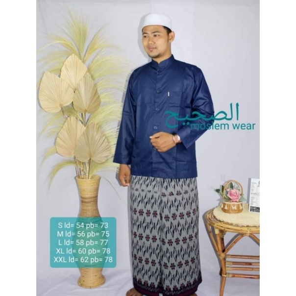 GROSIR Baju Koko As Shahih Polos Lengan Panjang Saku Samping Bahan Mengkilap Kokoh Haibah Habaib Habib Ammu Original Collection Pria Dewasa Terbaru Taqwa Kazimi El rumi Al mia Murah Putih Hitam Atasan Muslim Pria Fasion Pakaian Muslim Pria Tangan Panjang-Navy