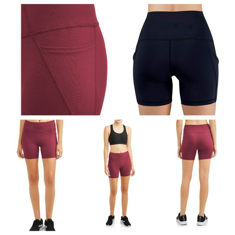 athletic works bike short pants black and maroon, celana pendek sepeda, celana yoga