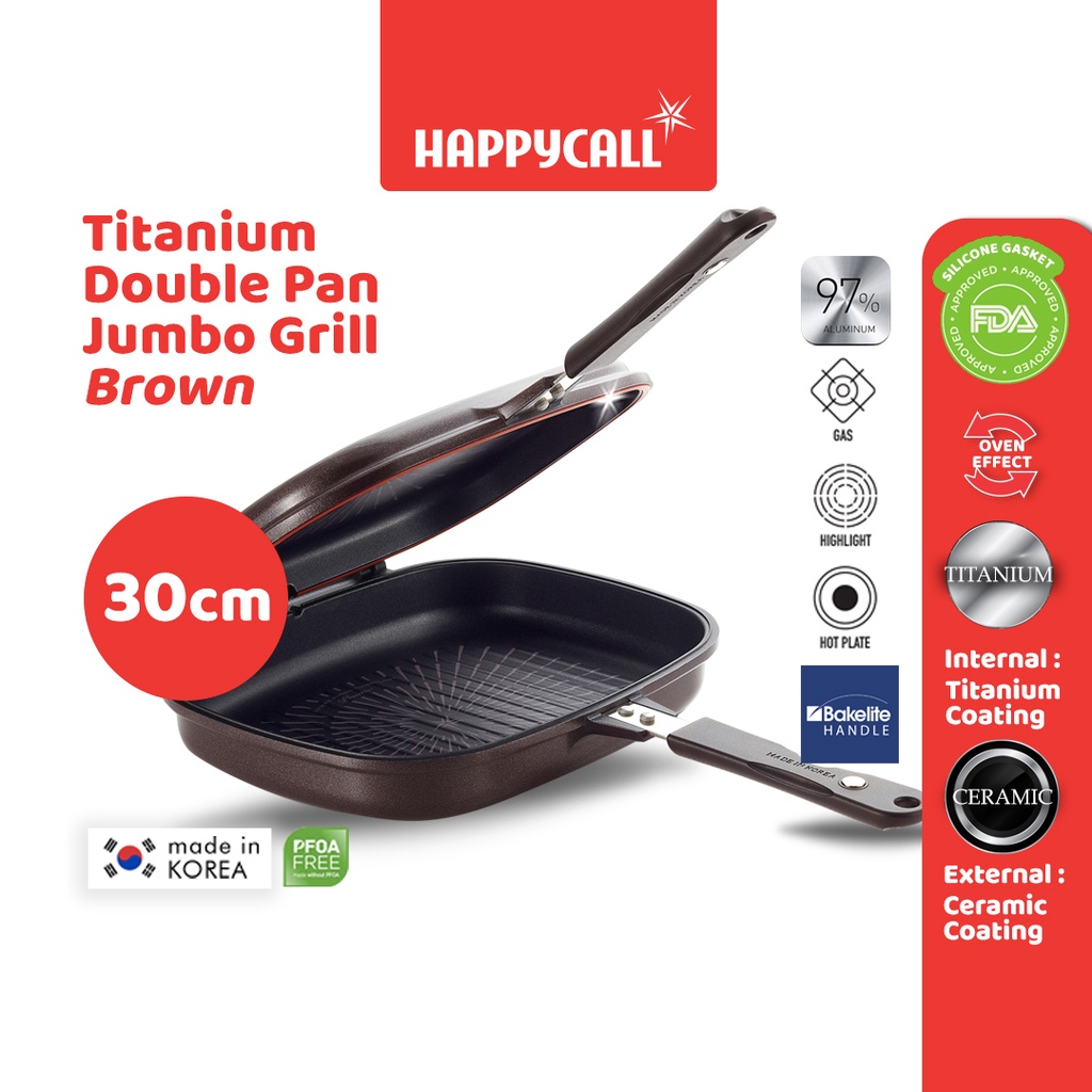 Happycall Titanium Double Pan Jumbo Grill Brown