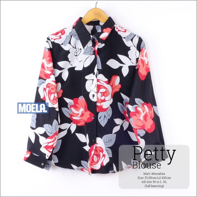 MSY - Petty blouse / kemeja motif monalisa / kemeja bunga / kemeja wanita / kemeja kuliah