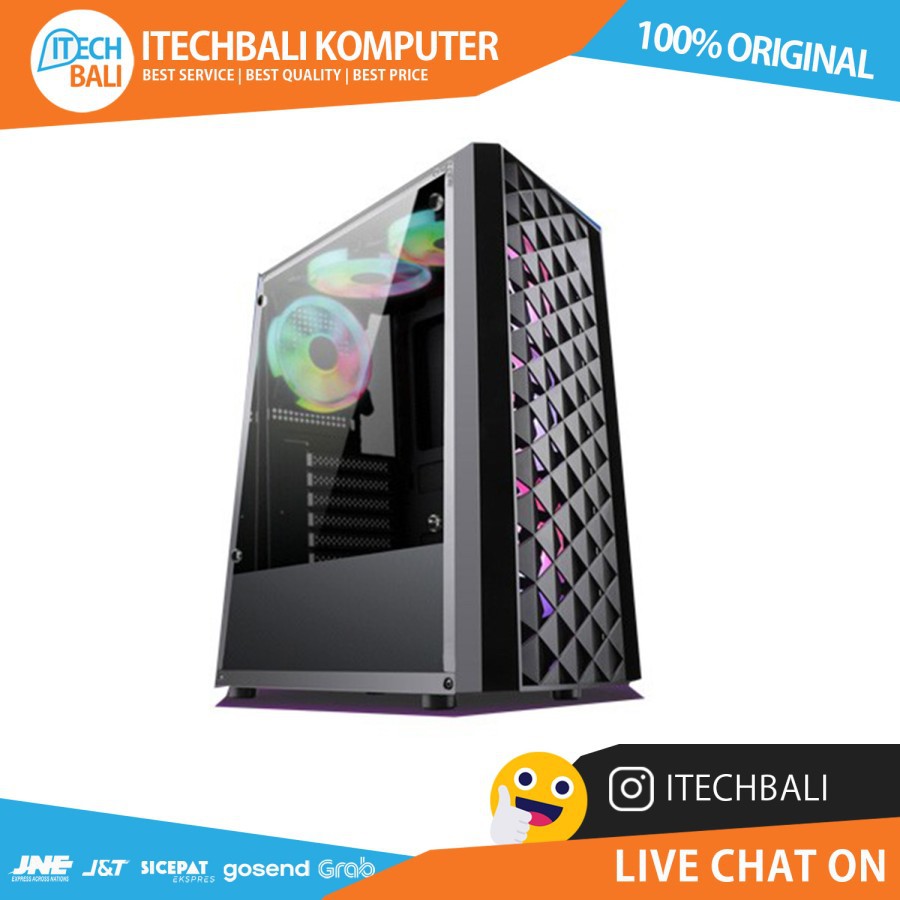 Casing VENOM RX ARASAKA Free 2 Fan Rgb Atx Black | ITECHBALI