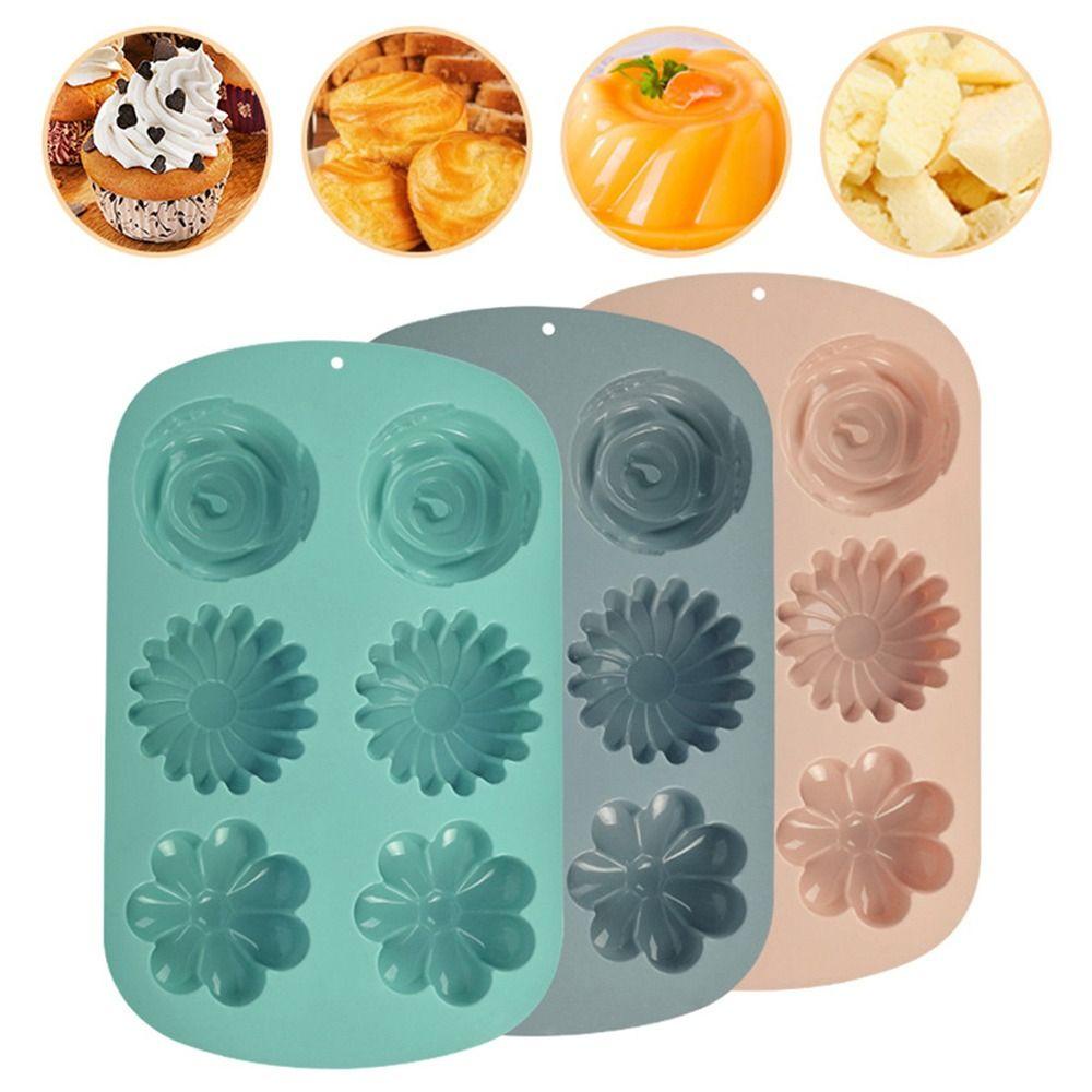 Solighter 3D Bunga Jelly Dome Baking Muffin Cup Cetakan Sabun Moon Cake Cetakan Kue Coklat