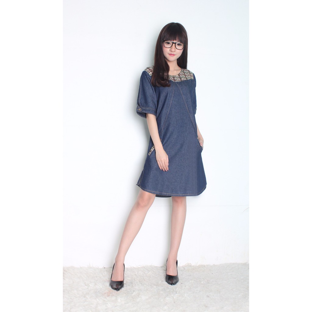 SB Collection Midi Dress Sanny Shortdress Jeans Wanita