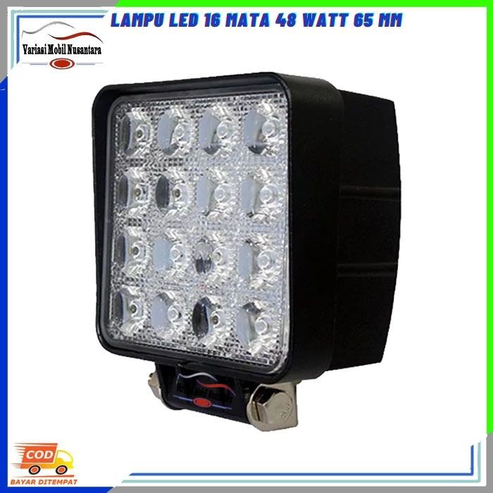 Lampu Led Tembak Sorot Putih Kabut Depan Kotak 16 Mata Variasi Mobil Truk Truck 12-24 Volt
