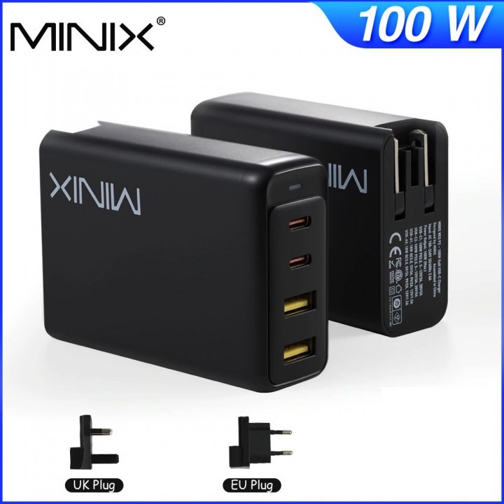 740 MINIX NEO P2 - Turbo 4-Port GaN Charger 100W MAX - USB-C PD and QC 3.0