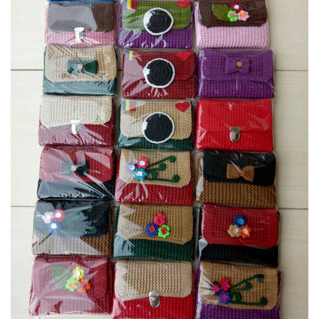 PAKET USAHA khusus pembelian 6pcs tas selempang rajut mix motif