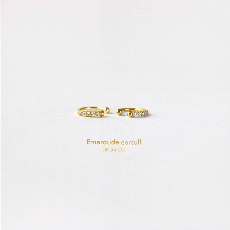 Ark.co - Emeraude Earcuff anting kristal permata klip cepit