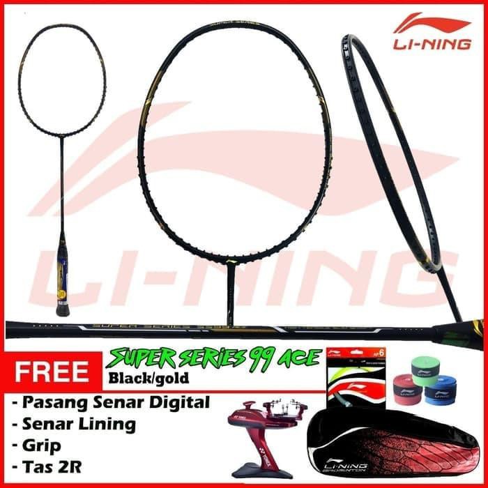 RAKET LINING SUPER SERIES SS SS99 ACE BLACK GOLD RAKET BADMINTON ORIGI - NAVY RED