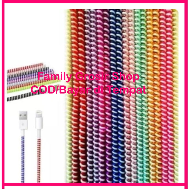 Pelindung Kabel 2 Warna Charger / Headset Spiral Protector Data Cable