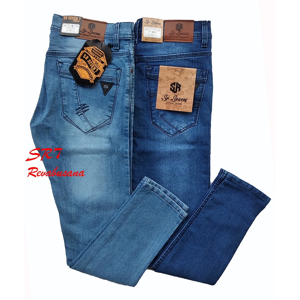 Jeans Pria Big Size Jumbo Slimfit Hitam Navy Biru