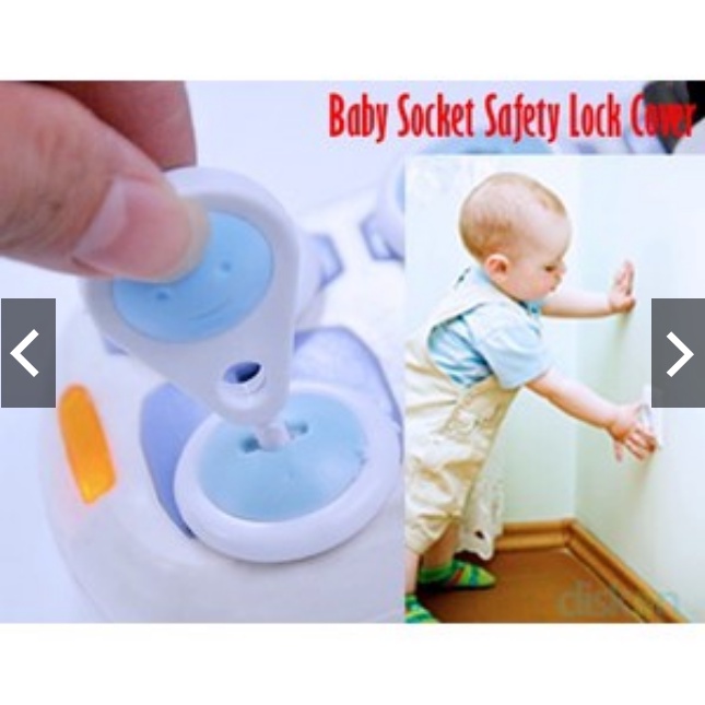 Pengaman colokan lubang listrik , pengaman stok kontak listrik kaki 2 ( 2 lubang bulat ) Baby Socket Safety Lock Cover