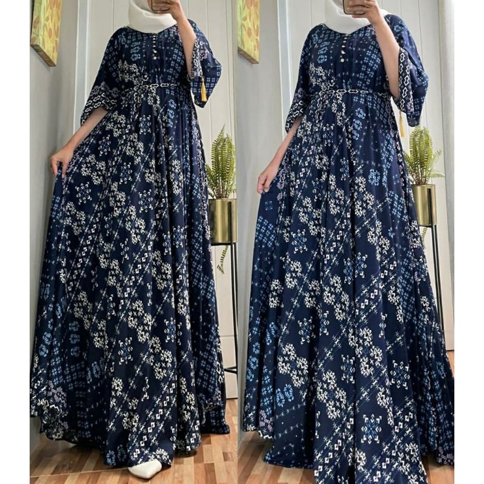 Flowita Gown, GAMIS RAYON WANITA MUSLIM JUMBO CANTIK FIT XXXL LD 130 BAHAN RAYON IMPORT TERMURAH KEKINIAN OOTD MODIS