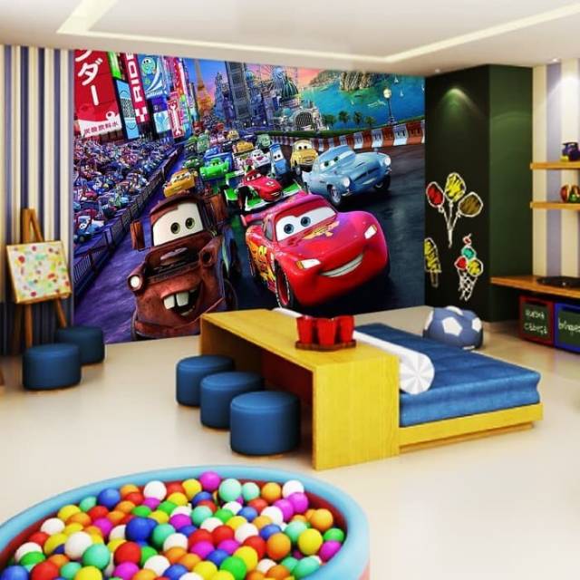 WALLPAPER CUSTOM 3D DINDING CARS / MOBIL BALAP WALLSTICKER