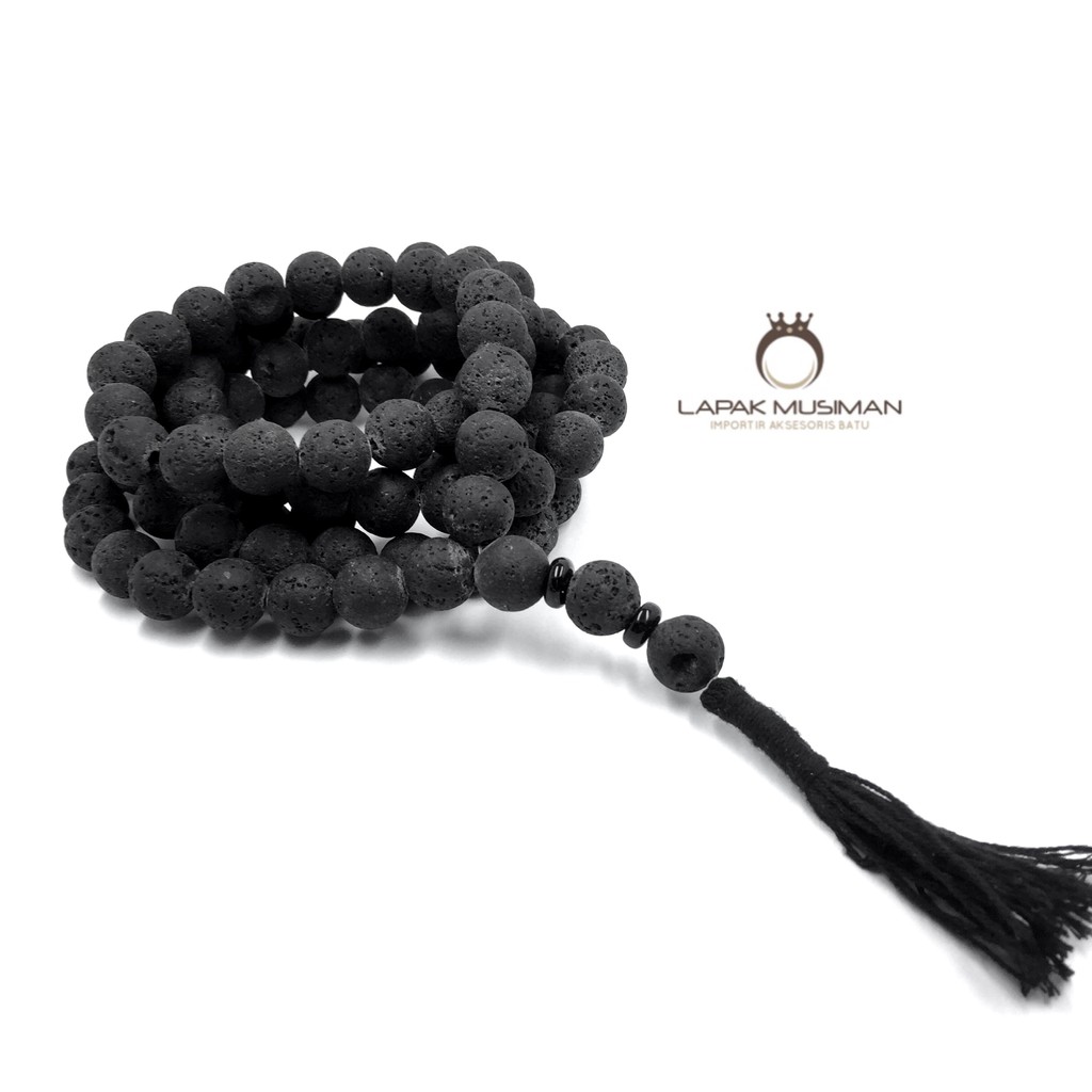 [Bayar di Tempat] Tasbih Batu Lava Asli Natural 99 Butir 12MM