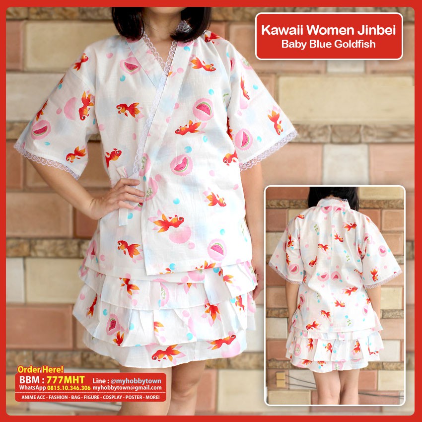 Kawaii Jinbei Wanita : Baby Blue Goldfish Watermelon (Kingyou Suika)