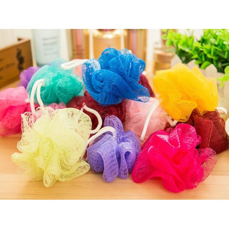 Spons Pendek Mandi (tanpa plastik satuan) - Shower Puff Bath Sponge - Warna Randomm tanpa plastik satuan