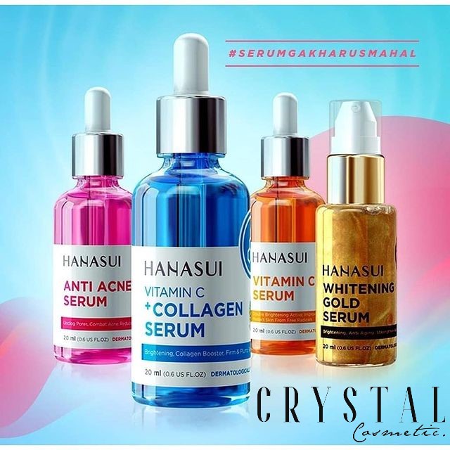 ❤ CRYSTAL ❤ HANASUI Serum Anti Acne / Gold Whitening / Vitamin C / Vitamin C + Collagen / Men Serum 20 ML | Hanasui ✔️BPOM Serum | Whitening Gold Vit C Collagen Anti Acne Propolis Men Bright Active