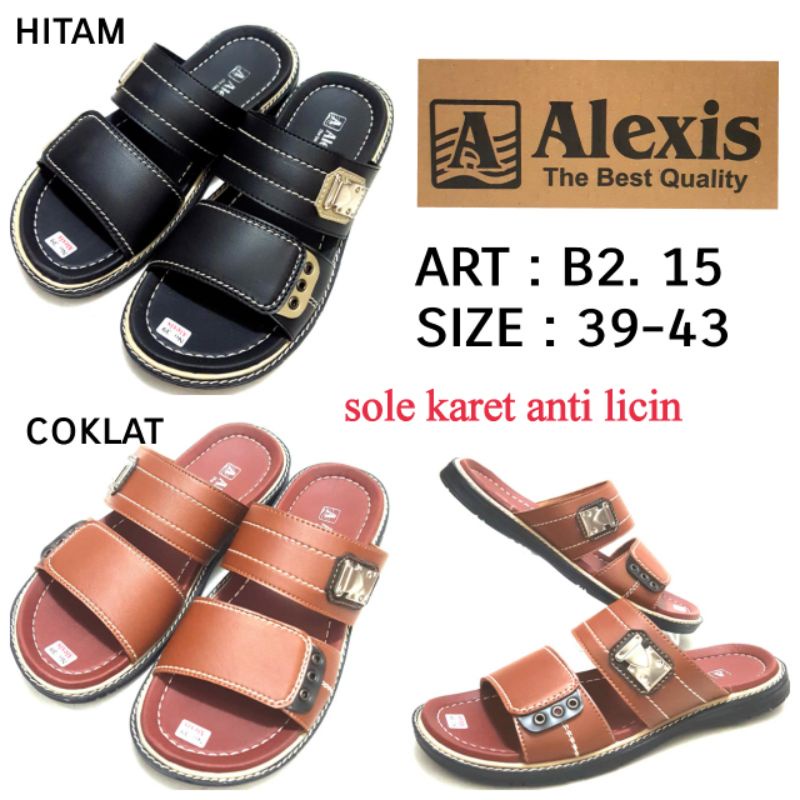 SANDAL PRIA ALEXIS SELOP BAN 2 MURAH TERBARU HITAM DAN COKLAT SOLE ANTI LICIN